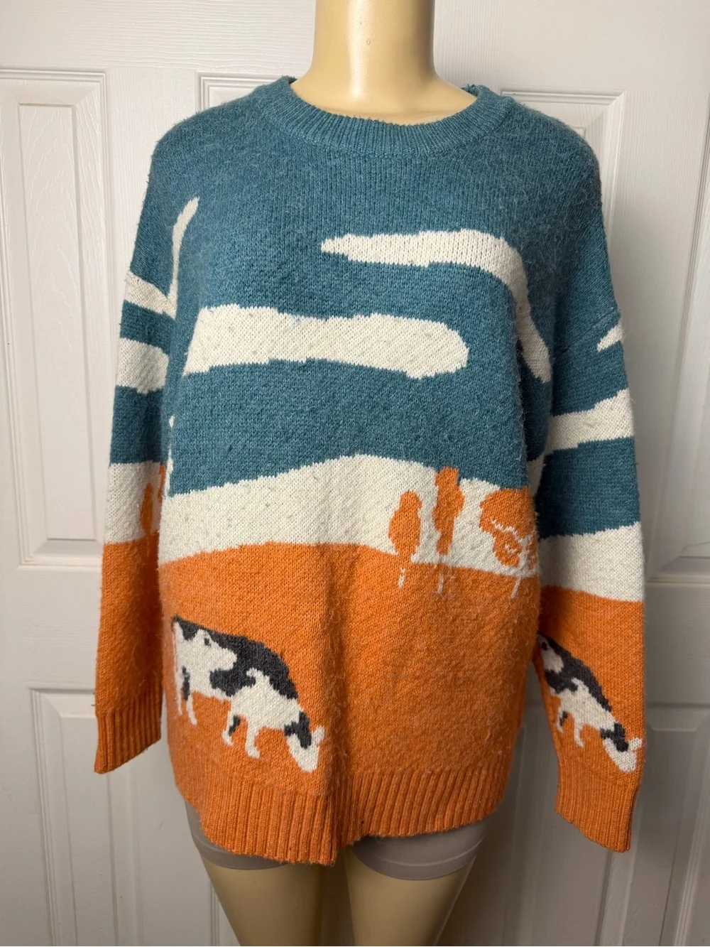 Aelfric Eden vintage Cow Pasture Knit Sweater Womens Medium Cottagecore